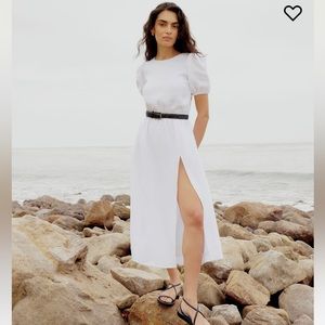 NWT Reformation Anneliese White Linen Short Sleeve Open Back Dress